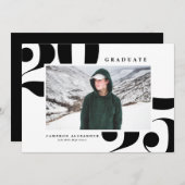 Zwart 2025 Vetgedrukte Typografie Foto Afstuderen Aankondiging (Voorkant / Achterkant)