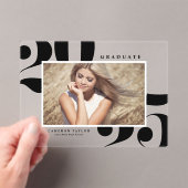 Zwart 2025 Vetgedrukte Typografie Foto Afstuderen Acryl Uitnodigingen (Insitu (Draagbaar))