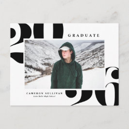 Zwart 2025 Vetgedrukte Typografie Foto Afstuderen Uitnodiging Briefkaart