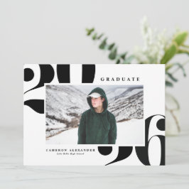 Zwart 2026 Krachtig Lettertype Foto Afstuderen Aankondiging