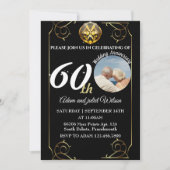 Zwart 25e 40e 10e 75e 60e trouwdag kaart (Voorkant)