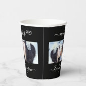 Zwart 2 Foto Eenvoudig Modern Huwelijksfeest Papieren Bekers (Rechts)