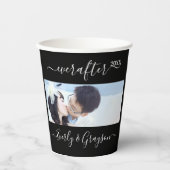 Zwart 2 Foto Eenvoudig Modern Huwelijksfeest Papieren Bekers (Voorkant)