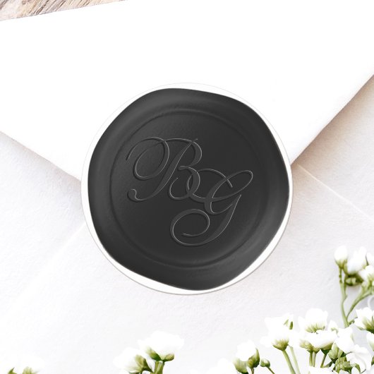 Zwart 2 Letter Monogram Faux Wax Seal Stickers