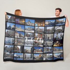 Zwart 36 Foto Collage Raster Reis Aangepast Fleece Deken