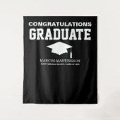 Zwart 3 Foto Afstuderen Aankondiging Achtergrond Wandkleed (Voorkant)