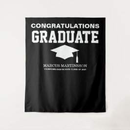 Zwart 3 Foto Afstuderen Aankondiging Achtergrond Wandkleed