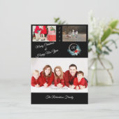 Zwart 3 foto Gepersonaliseerde Kerst Kaart (Staand voorkant)