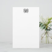 Zwart 3 Initieel Wijnstok Script Monogram DIY BG S Briefpapier (Staand voorkant)