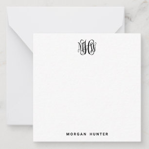 Zwart 3 Initieel Wingerdstok Schrift Monogram Doe- Notitiekaartje