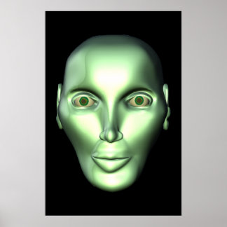 Zwart 3D Alien Head buitenaards Poster