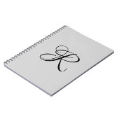 Zwart 3D Calligrafie Initiaal Letter | Pastel grij Notitieboek (Linkerzijde)