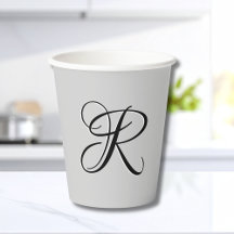 Zwart 3D Calligrafie Initiaal Letter | Pastel grij