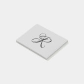 Zwart 3D Calligrafie Initiaal Letter | Pastel grij Post-it® Notes (Schuin)