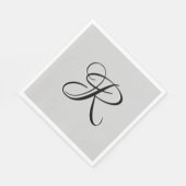 Zwart 3D Calligrafie Initiaal Letter | Pastel grij Servet (Hoek)