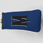 Zwart 3D gepersonaliseerd Initiaal Letter | Marine Golfheadcover (Voorkant)