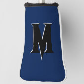 Zwart 3D gepersonaliseerd Initiaal Letter | Marine Golfheadcover (Draai 90)