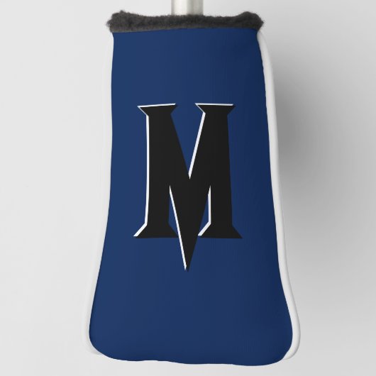 Zwart 3D gepersonaliseerd Initiaal Letter | Marine Golfheadcover (Draai 90)
