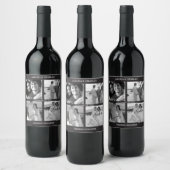 Zwart 4 Foto Collage Weddenschap Wijn Label Wijn Etiket (Flessen)