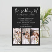Zwart 4 foto De bruiloft van minimalist Kaart (Staand voorkant)
