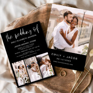 Zwart 4 foto De bruiloft van minimalist Kaart