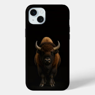 Zwart 4 Luxe, Amerikaanse Bizon iPhone 15 Plus Mini Hoesje