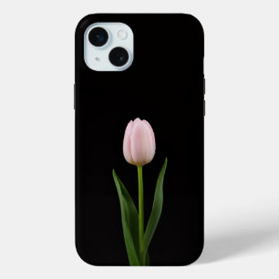 Zwart 4 Luxe, Blush Roze Tulp iPhone 15 Plus Mini Hoesje