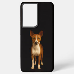 Zwart 4 Luxe Galaxy S21 Plus, Classy Basenji Hond Samsung Galaxy Hoesje