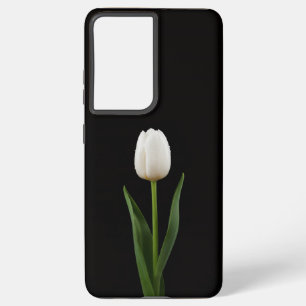 Zwart 4 Luxe Galaxy S21 Plus, Parelwitte Tulp Samsung Galaxy Hoesje