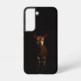 Zwart 4 Luxe Galaxy S22 Hoesje, Okapi uit het bos Samsung Galaxy Hoesje