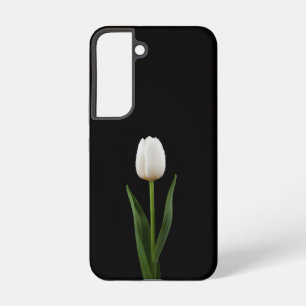 Zwart 4 Luxe Galaxy S22 Hoesje, Parelwitte Tulp Samsung Galaxy Hoesje
