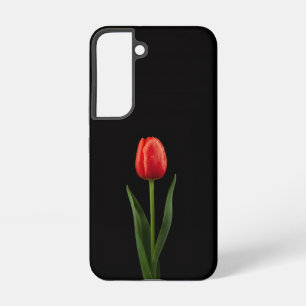 Zwart 4 Luxe Galaxy S22 Hoesje, Robijn Rode Tulp Samsung Galaxy Hoesje