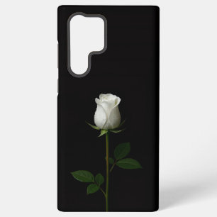 Zwart 4 Luxe Galaxy S22 Ultra, Pure White Rose Samsung Galaxy Hoesje