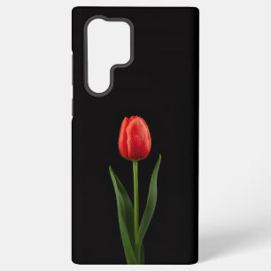 Zwart 4 Luxe Galaxy S22 Ultra, Robijn Rood Tulp Samsung Galaxy Hoesje