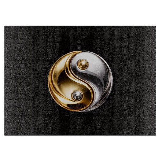 Zwart 4 Luxe Glas bord Harmony Yin Yang Snijplank (Voorkant)