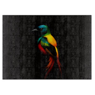 Zwart 4 Luxe Glas bord Regenboog Tropische Vogel Snijplank