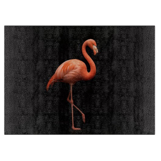 Zwart 4 Luxe Glas bord Roze Flamingo Snijplank (Voorkant)