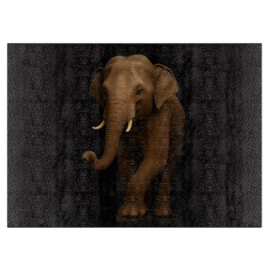 Zwart 4 Luxe Glas snijplank Indische Olifant (Voorkant)