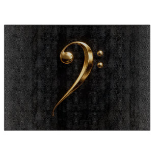 Zwart 4 Luxe glazen bord met gouden bassesleutel Snijplank