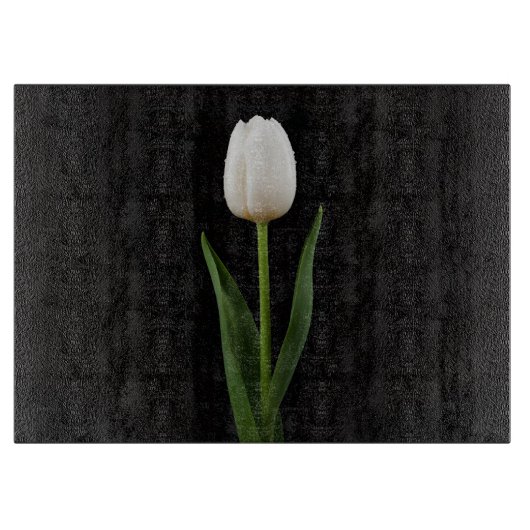 Zwart 4 Luxe glazen bord Parelwitte Tulp Snijplank (Voorkant)