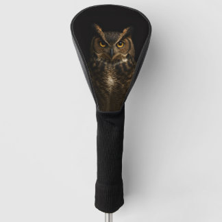 Zwart 4 Luxe Golf Driver Hoesje, Golden Eye Uil Golfheadcover