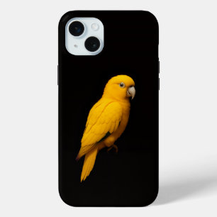 Zwart 4 Luxe, Gouden Parkiet iPhone 15 Mini Hoesje