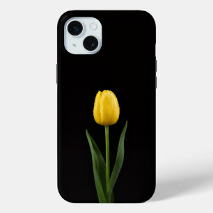 Zwart 4 Luxe, Gouden Tulp iPhone 15 Plus Mini Hoesje