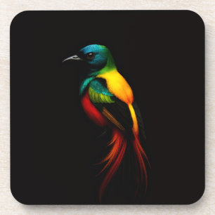 Zwart 4 Luxe Harde coaster, Regenboog Tropische Vo Bier Onderzetter