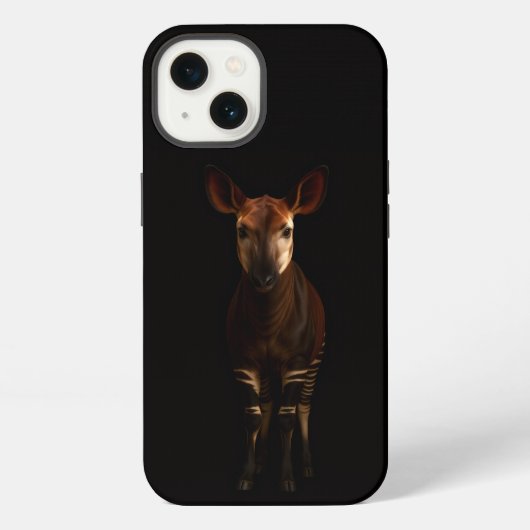 Zwart 4 Luxe iPhone 13, Okapi in het bos Hoesje (Achterkant)