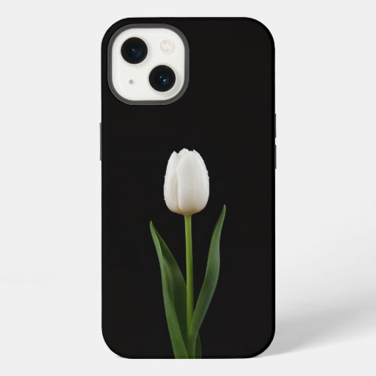 Zwart 4 Luxe iPhone 13, Parelwitte Tulp Hoesje (Achterkant)