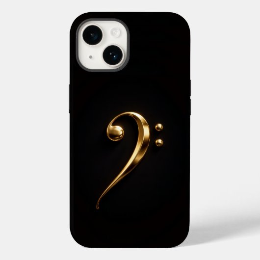 Zwart 4 Luxe iPhone 14 Mate, Gouden Bassleutel Case-Mate iPhone Case (Achterkant)
