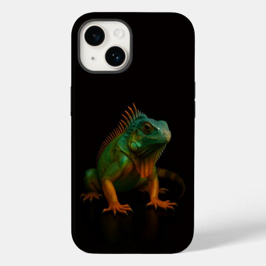 Zwart 4 Luxe iPhone 14 Mate, Groene Leguaan Case-Mate iPhone Case (Achterkant)