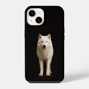Zwart 4 Luxe iPhone 14 Mate, Ivoor Arctische Wolf Hoesje