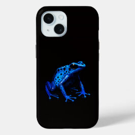 Zwart 4 Luxe iPhone 15 Hoesje, Blue Frog iPhone 15 Case